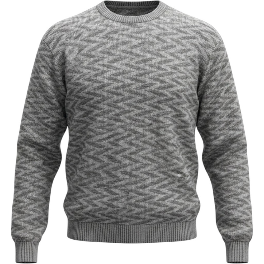 Street Closed Sweater XL Grey Vintage 90s Zig Zag Textured Knit Crewneck Mens